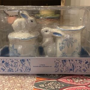 Bunny ceramic Sugar and Creamer Set, new.